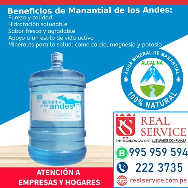 Lee más sobre el artículo Beneficios de bidón de agua mineral Manantial de los Andes 20 litros