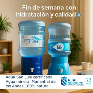 Lee más sobre el artículo Bidón de Agua San Luis Certificada y Bidón de Agua Mineral Manantial de los Andes: la elección confiable para este fin de semana
