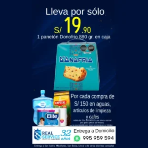 Lee más sobre el artículo Panetón Donofrio en Caja a S/19.90 por tu Compra de Agua y Productos para Oficina