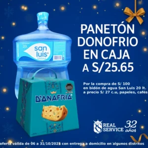 Lee más sobre el artículo Panetón Donofrio en Caja a S/25.65 por Compra de Bidón de Agua San Luis 20L