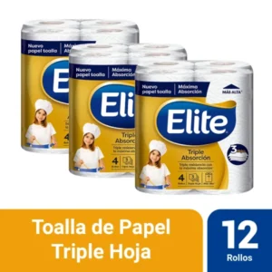 PAPEL TOALLA ELITE TRIPLE HOJA ABSORCION X 12 R