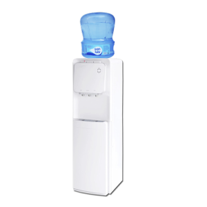 Dispensador de agua ILUMI 3 caños, agua caliente, fria y normal blanco mas frigobar + bidon de agua San Luis 20 litros