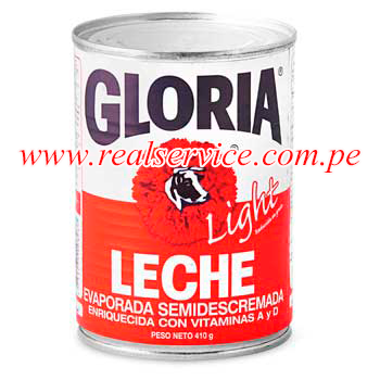 Leche Gloria evaporada light 400 gr
