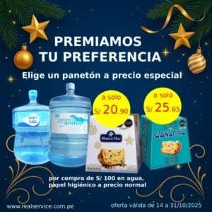 Lee más sobre el artículo Bidón de Agua San Luis 20 lt para Empresa + Panetones Donofrio y Blanca Flor